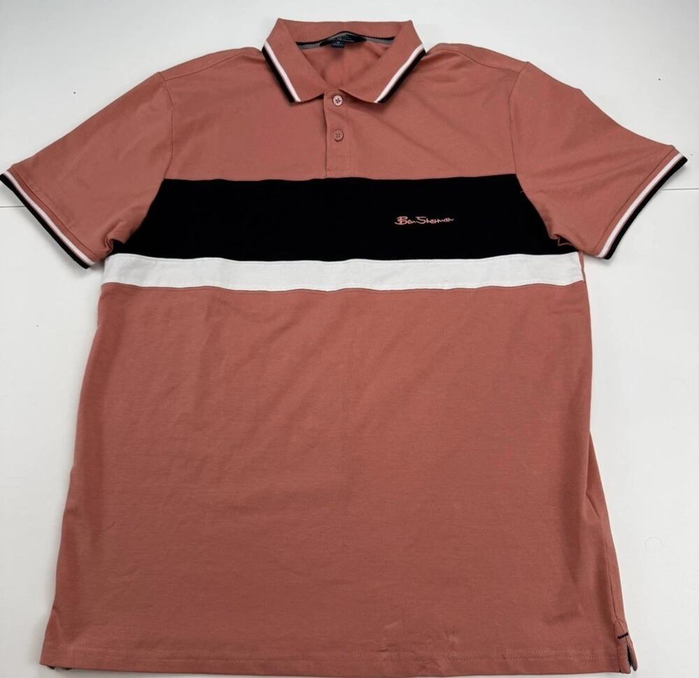 Ben Sherman Men’s Medium Pink Striped Polo